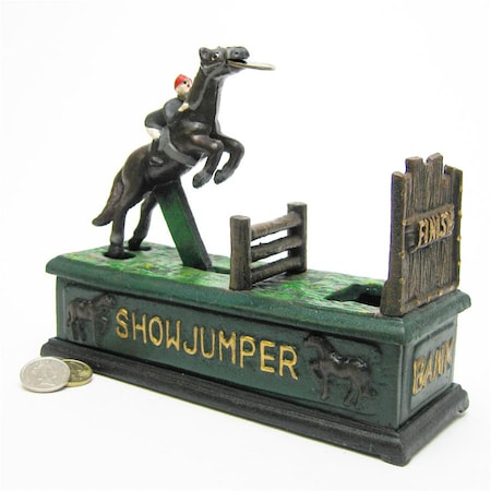 Design Toscano Equestrian Show Jumper Authentic Foundry Cast Iron Mechanical Bank SP1552